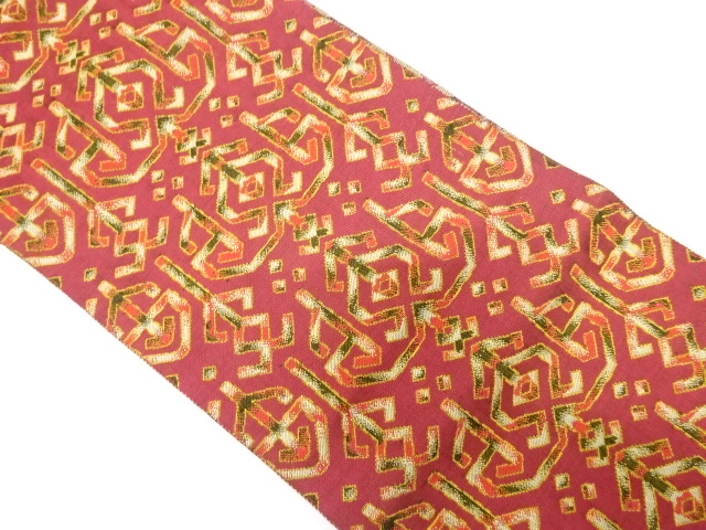 アンティーク　抽象模様織り出し名古屋帯(着用可)